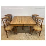 Wood Dining Table with 6 Spindle Back Chairs