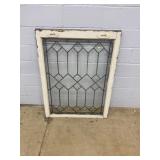 Leaded Glass Window With Painted Wood Frame