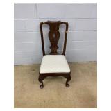 Carved Wooden Side Chair With Upholstered Seat
