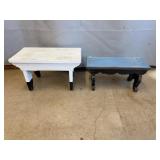 Painted Wood Stools, White and Blue