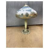 Reverse Painted Glass Table Lamp Landscape Scene