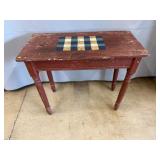 Wood Table w/ Painted Checkerboard Top