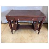 Wood Side Table w/ Drawer & Shelf