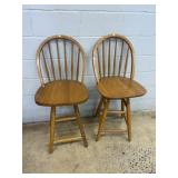 Wooden Windsor-Style Bar Stools