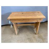 Wooden Pine Bench Table w/ Decorative Apron