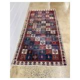Hand-Knotted Wool Rug Geometric Floral Pattern