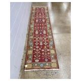 Hand-Knotted Wool Floral Runner Rug