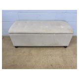 Beige Tufted Storage Bench w/ Nailhead Trim