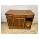 Oak Veneer Cabinet With Drawers and Shelves