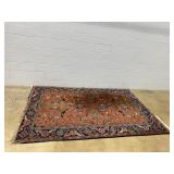 Hand-Knotted Wool Oriental Rug Floral 9ft x 6ft