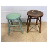 Wooden Stools, Painted and Unfinished