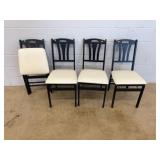 4 Black Wood Chairs w/ Cream Seats