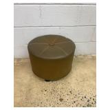 Brown Faux Leather Ottoman With Casters