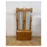 Wood Stepback Gun Cabinet w/ 2 Glass Doors