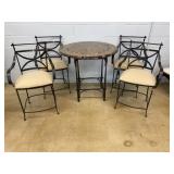 Mosaic Top Iron Bistro Table With Four Chairs