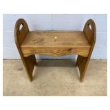 Carved Pine Wooden Bench With Handles