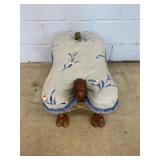 Wood Camel Footstool With Upholstered Cushion