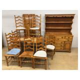 Maple Dining Set With 6 Chairs and Hutch