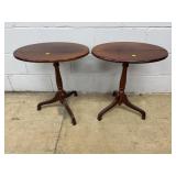 Mahogany Round Pedestal Side Tables