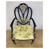 Black and Gold Armchair with Upholstered Seat