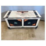 Southwest Style Hand-Painted Wood Chest on Casters