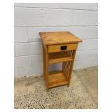 Solid Oak Mission-Style Side Table With Drawer