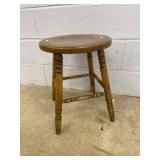 Round Wood Stool with Turned Legs