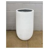 Tall White Fiberglass Outdoor Planter
