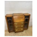 Wood Secretary Bookcase with Glass Doors