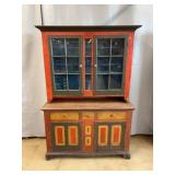 Antique 2 Pc. Painted Dutch Cupboard