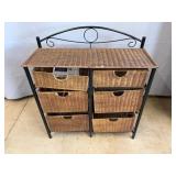 Six-Drawer Wicker & Metal Storage Unit