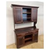 Dark Wood Hutch With Cabinet And Shelving