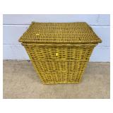 Yellow Wicker Lidded Basket
