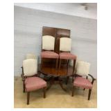 Mahogany Dining Table With Six Upholstered Chairs
