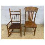 Wooden Child Chairs: Rocker and Side Chair
