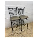 Metal Frame Bar Stools with Upholstered Seats