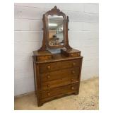 Wood Dresser With Swivel Mirror and Drawers