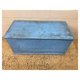 Blue Painted Wooden Storage Chest with Drawer