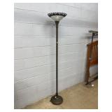 Metal Torchiere Floor Lamp with Glass Shade