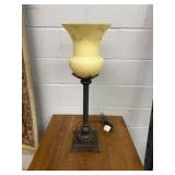 Art Deco Style Metal Lamp with Glass Shade
