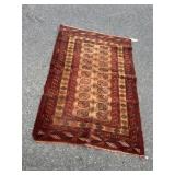 Hand-Knotted Wool Rug Geometric Medallions