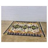 Handwoven Kilim Rug Geometric Pattern Multicolor