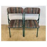 Pair Padded Metal Folding Chairs