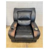 Black Faux Leather Power Recliner Chair