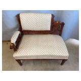 Carved Wood Settee w/ Upholstered Seat
