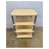 4-Shelf Maple Finish AV Equipment Stand on Wheels