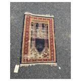 Small Oriental Rug With Floral And Geometric Motif