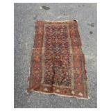 Handwoven Persian Rug Red Blue Geometric Design