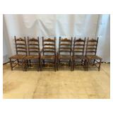 6 Ladder Back Dining Chairs w/ Rush Seats