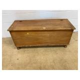 Wooden Storage Chest With Hinged Lid